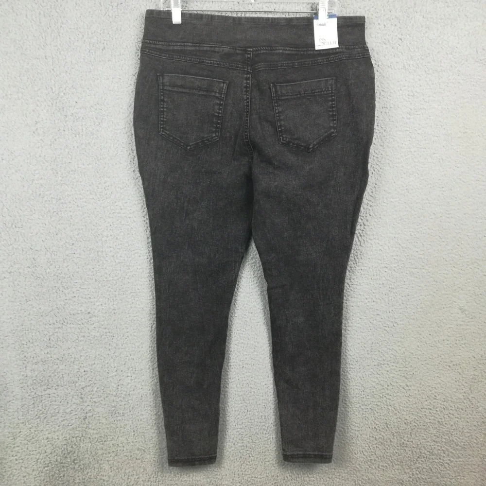Terra & Sky Womens Jeans Jegging Skinny High Rise Faded Black Denim Plus 14W New